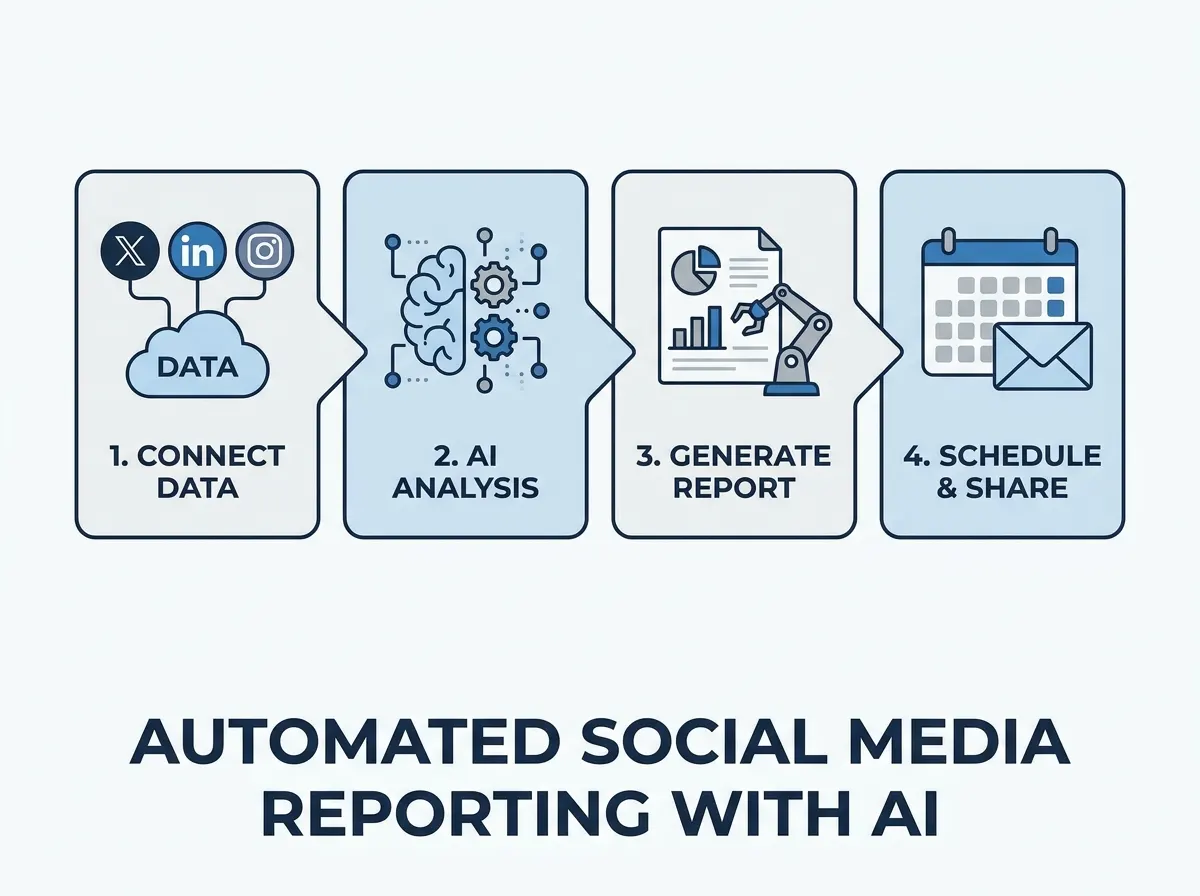Step-by-step process of setting up automated social media reporting with AI tools