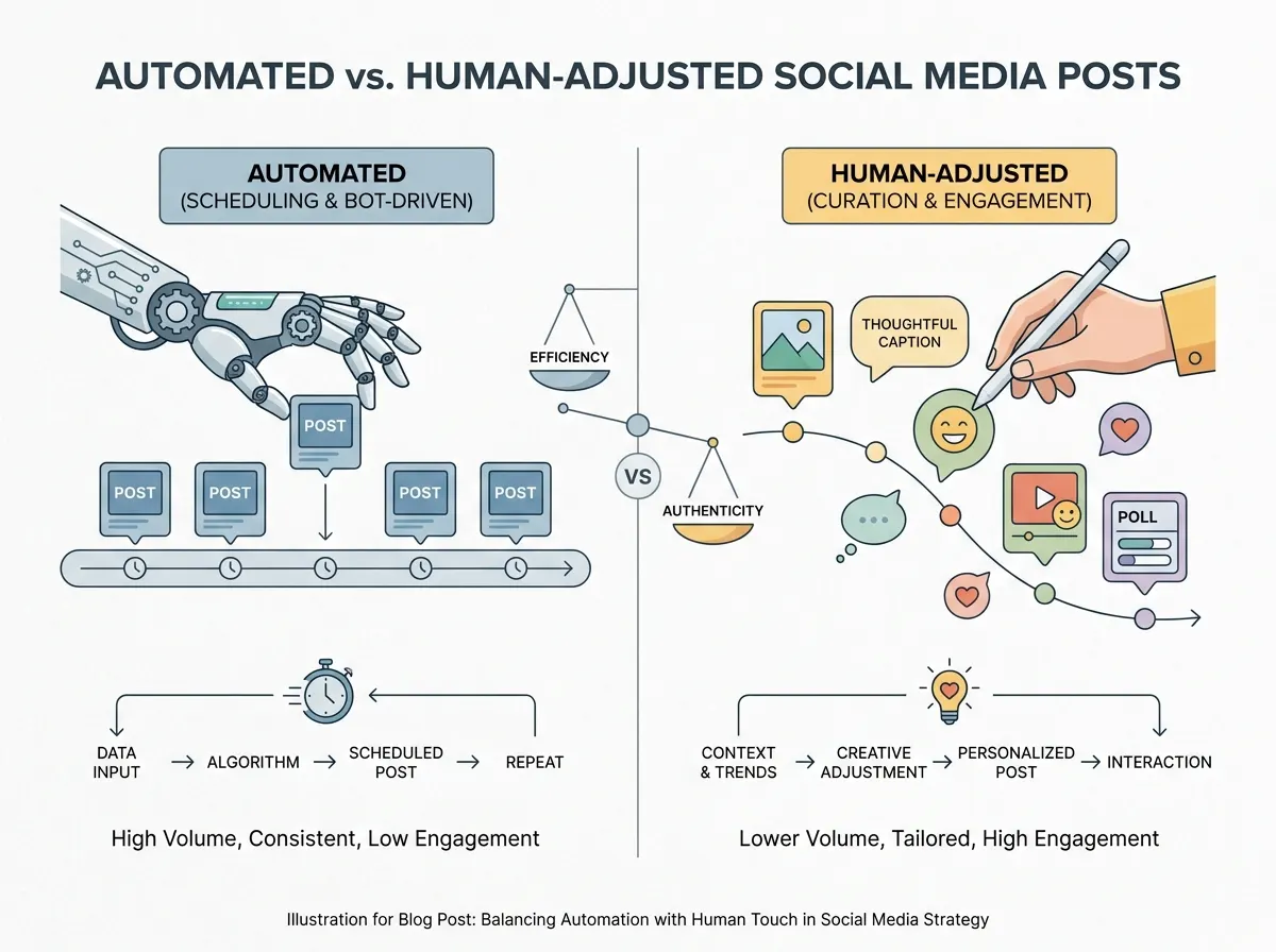 Comparison of automated vs. human-adjusted social media posts