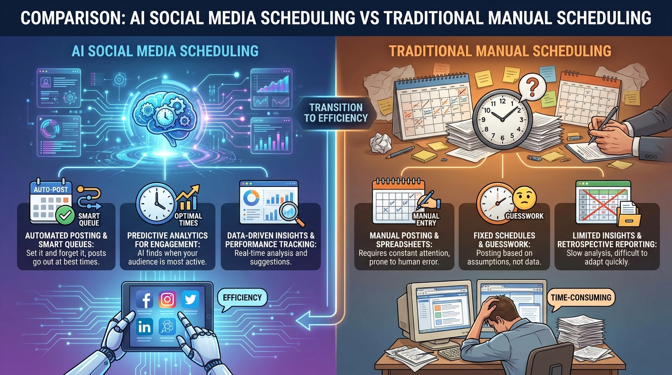 AI Social Media Scheduling vs Traditional Manual Scheduling: Which Wins in 2026?