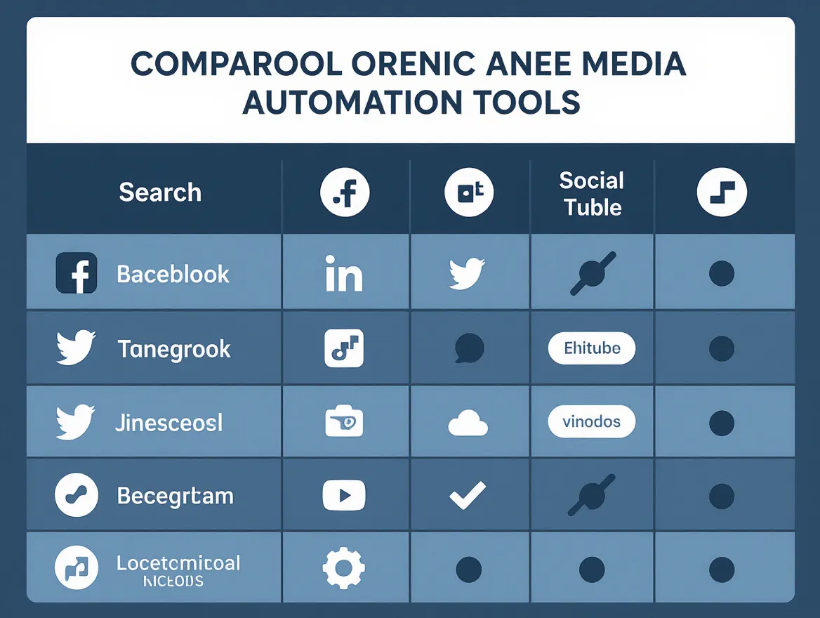 Comparison table showing features of different social media automation tools