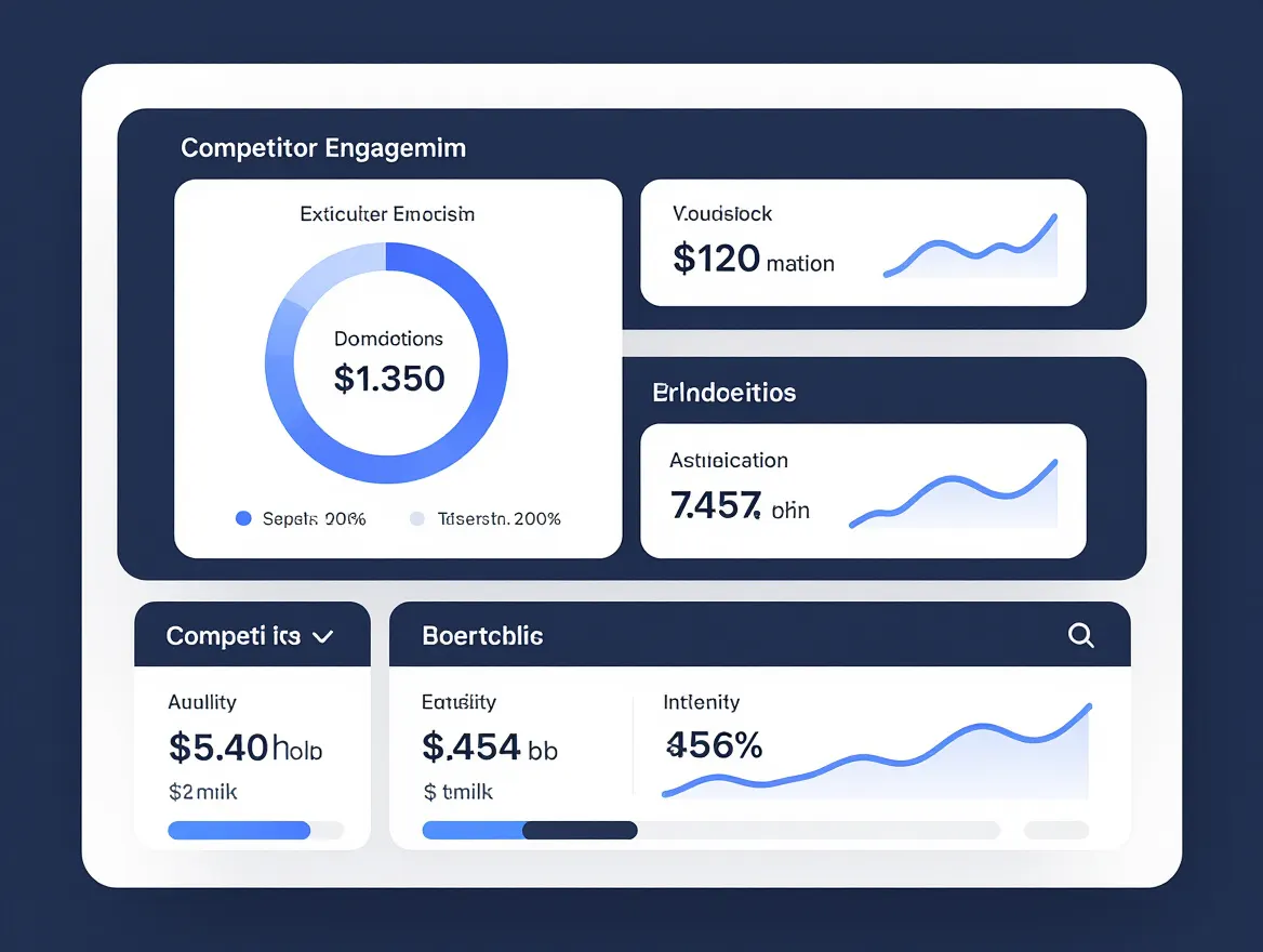 AI-powered dashboard displaying competitor engagement metrics and sentiment analysis