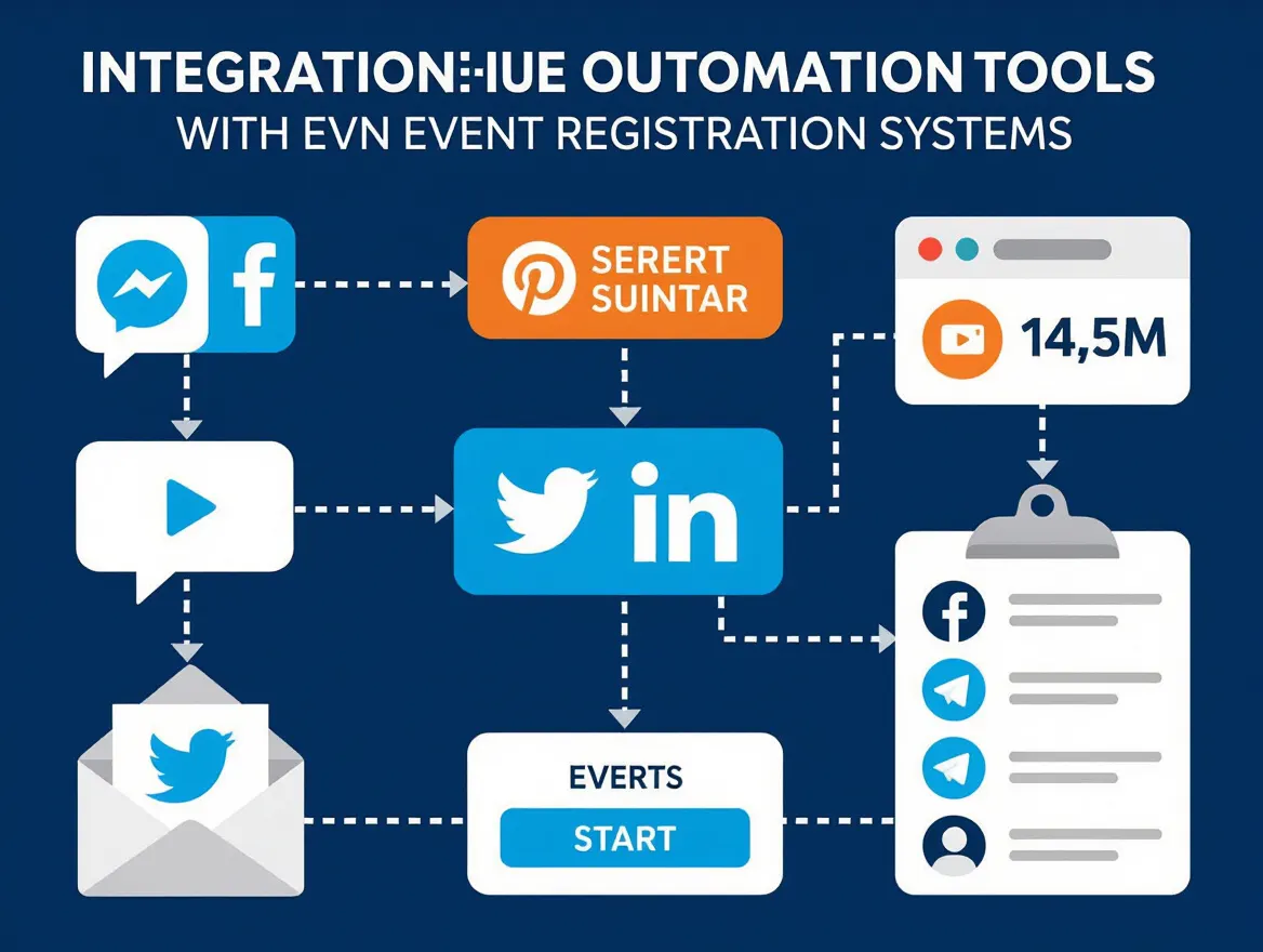Workflow diagram illustrating the integration of social media automation tools with event registration systems