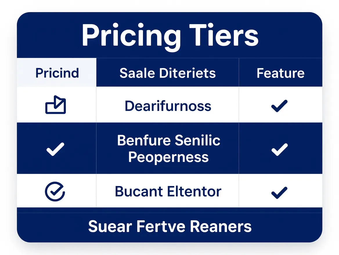 Comparison table showing three pricing tiers with feature checkmarks