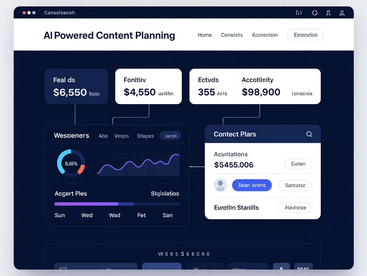 AI-powered content planning dashboard showing real-time analytics and scheduling features