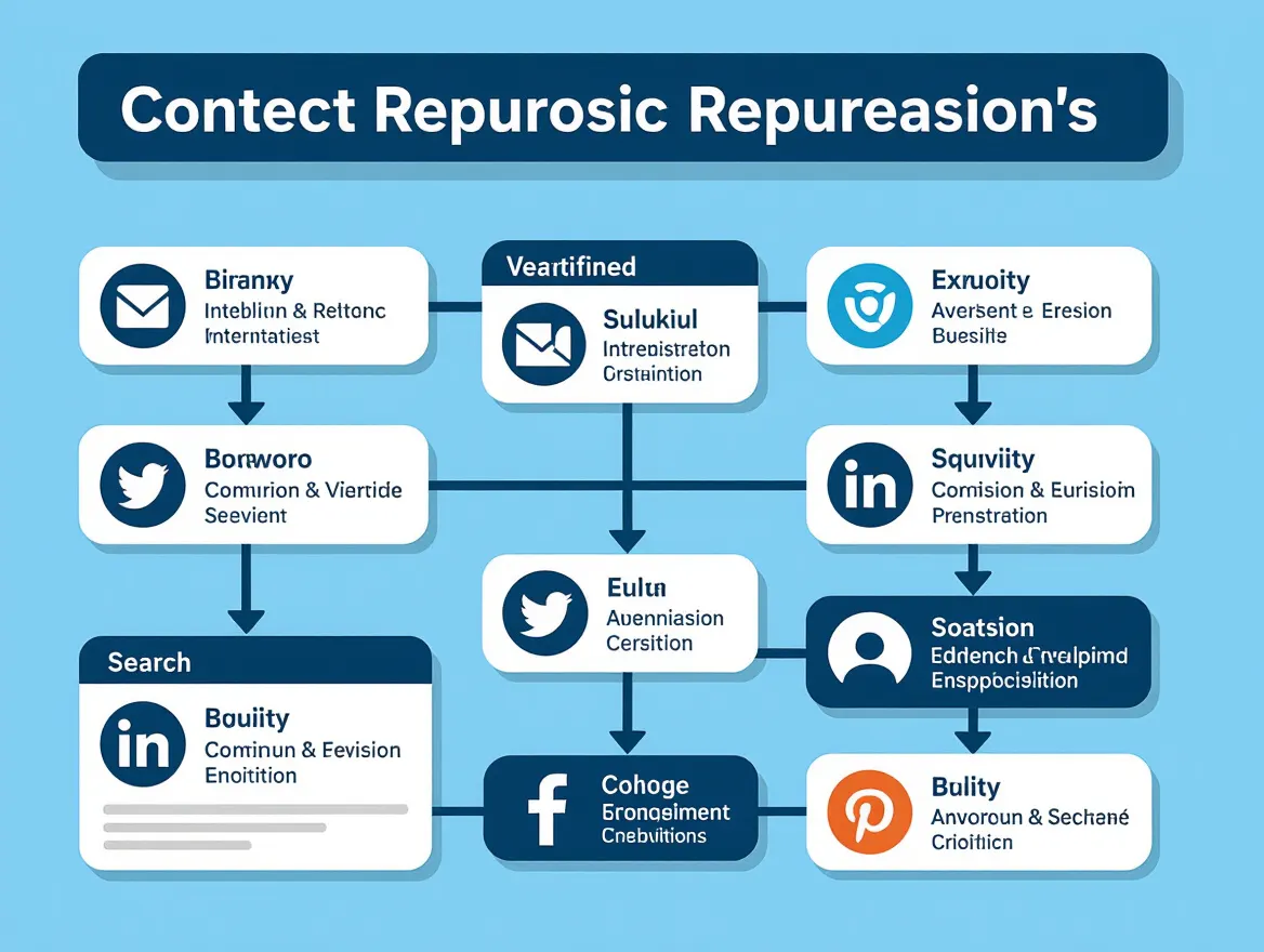 Workflow diagram illustrating the process of content repurposing across multiple social media platforms