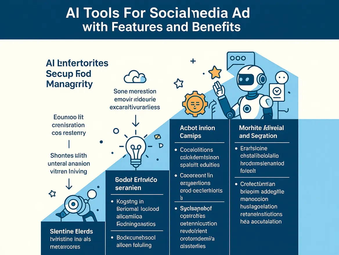 Chart comparing AI tools for social media ad management with features and benefits