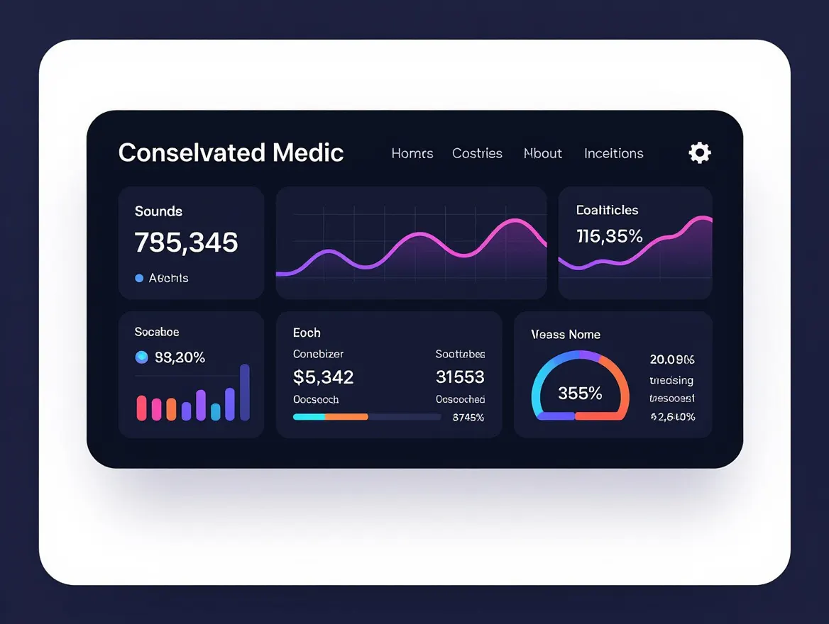 Dashboard showing consolidated social media metrics with trend lines and KPIs