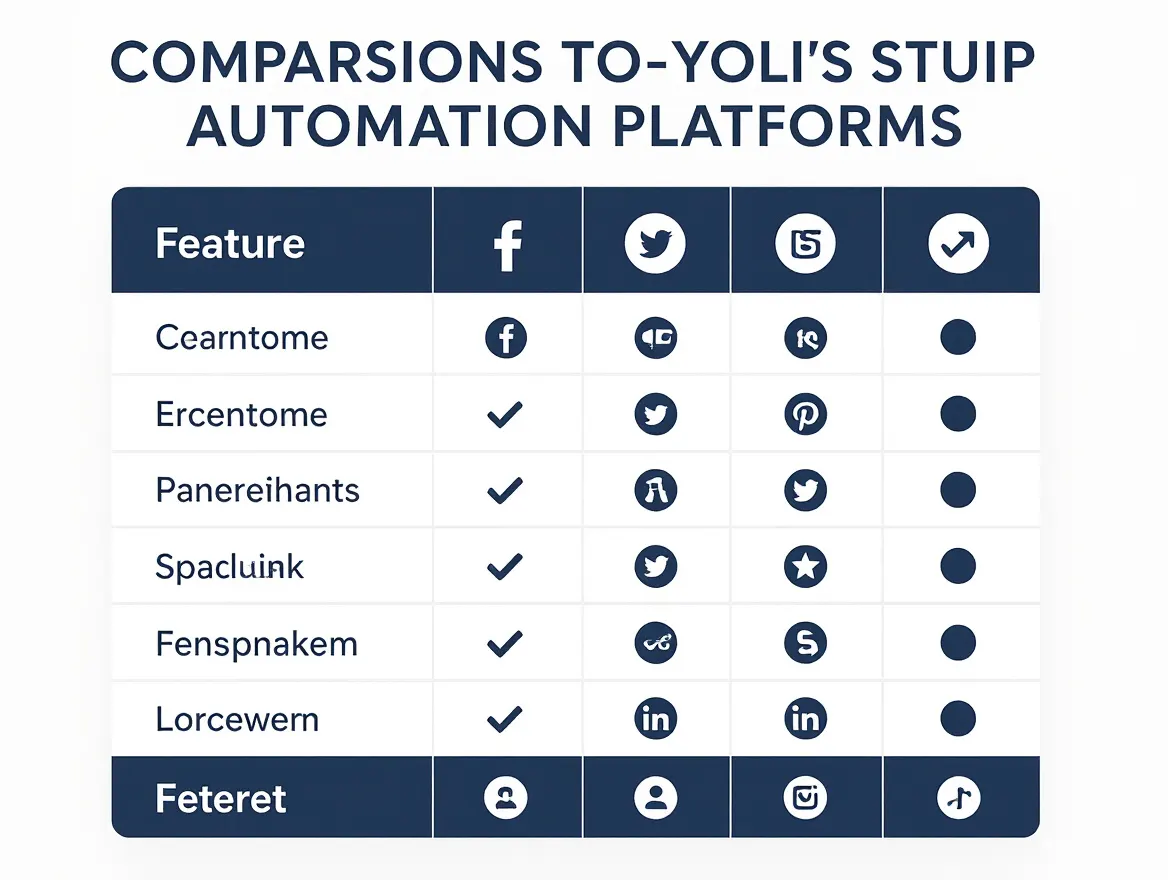 Comparison table showing features of different social media automation platforms