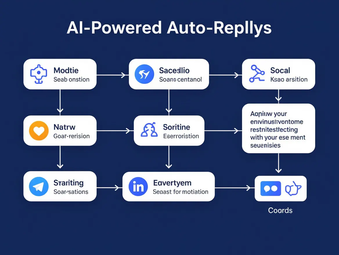 Diagram showing the workflow of AI-powered auto-replies enhancing social media engagement