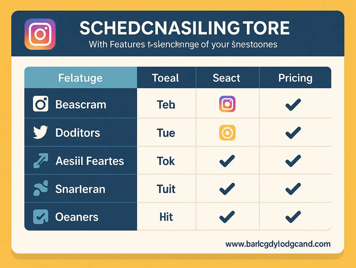Comparison table showing Instagram scheduling tools with features and pricing tiers