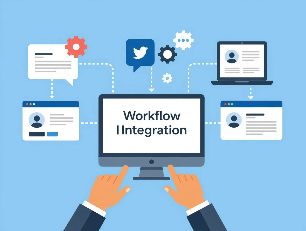 Workflow diagram showing automation integration in social media processes