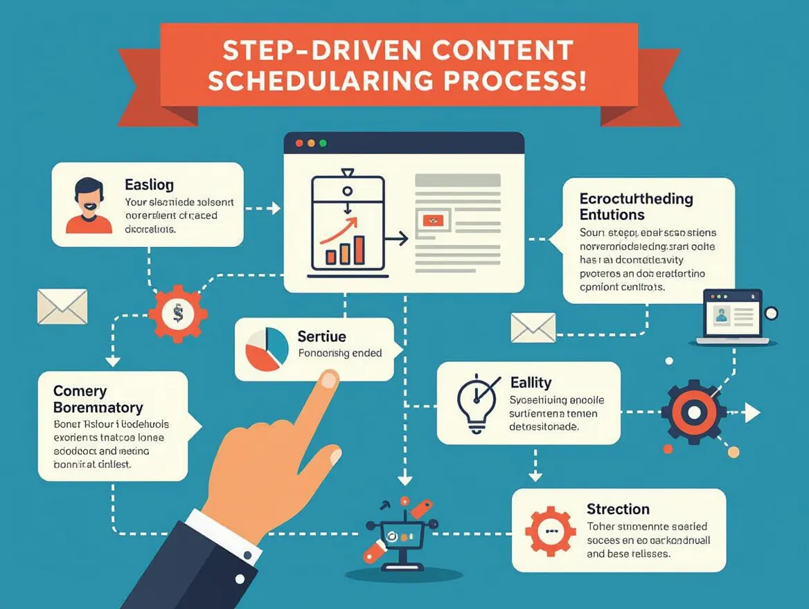 Step-by-step diagram showing AI-driven content scheduling process