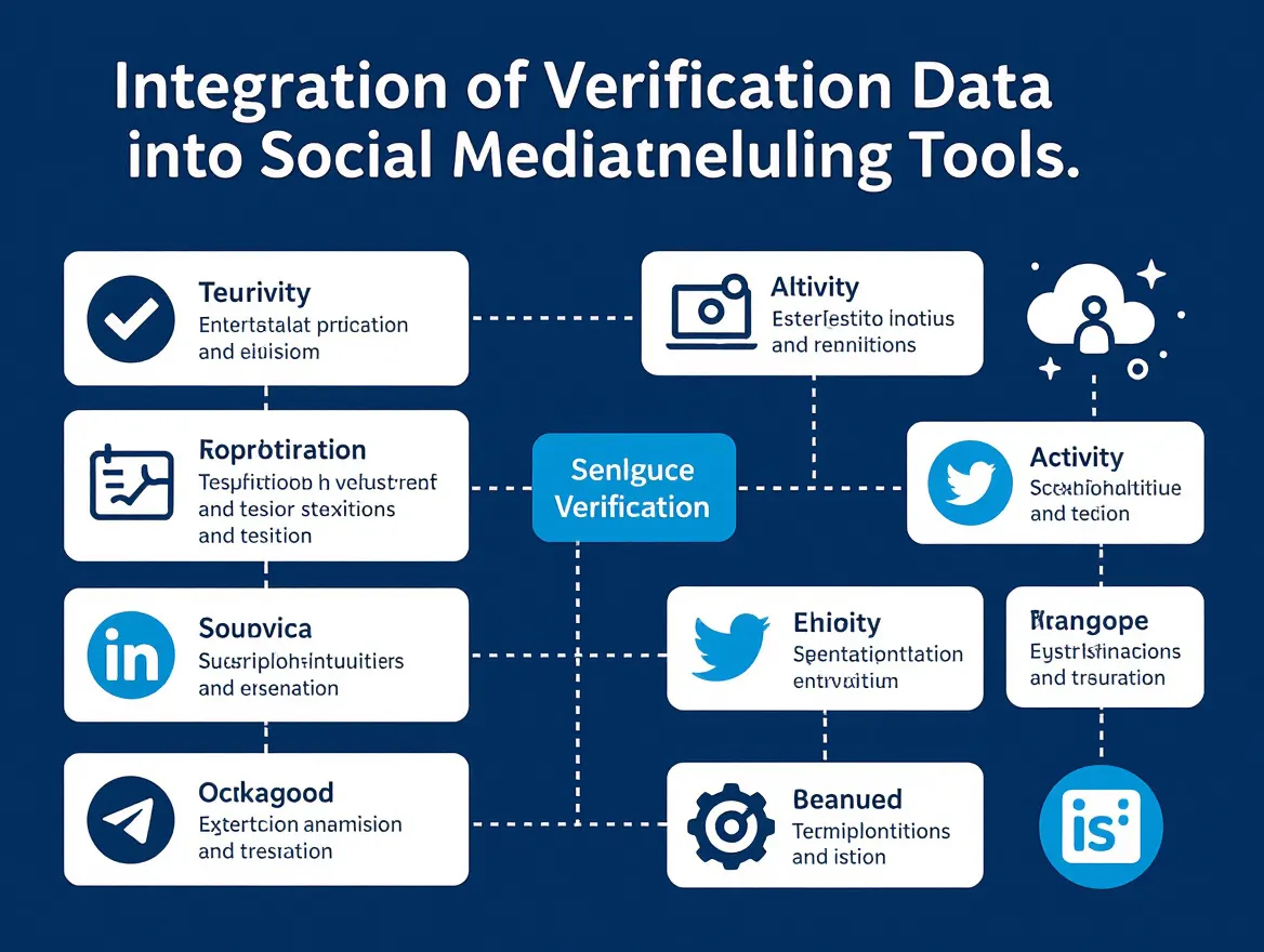 Diagram showing integration of verification data into social media scheduling tools