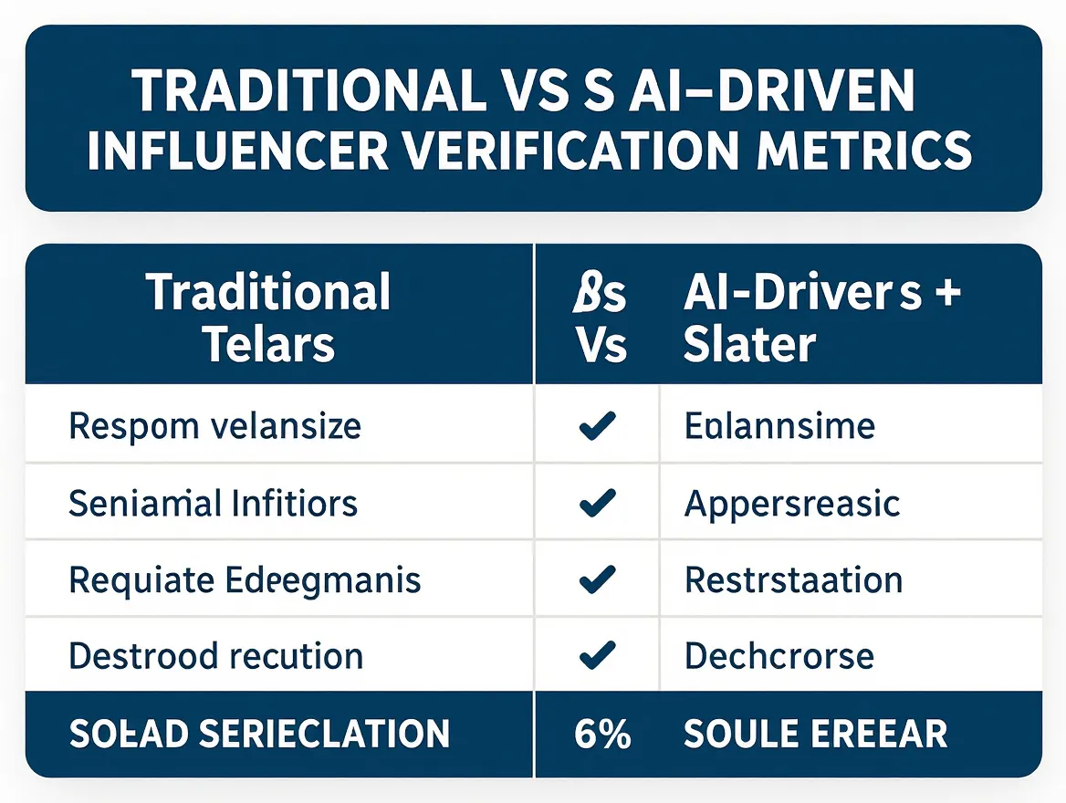 Comparison table showing traditional vs AI-driven influencer verification metrics